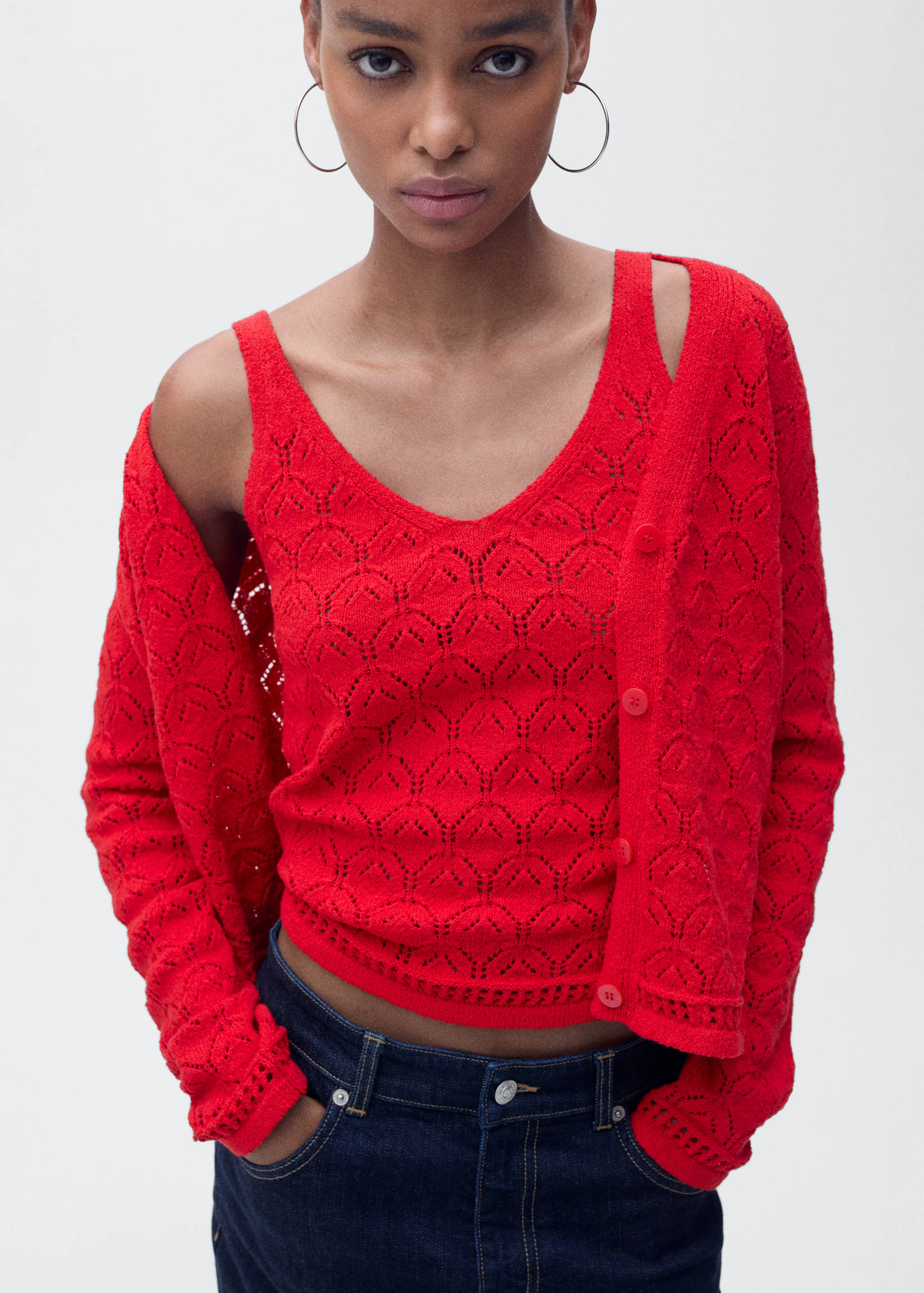 Openwork details knit top - Medium plane
