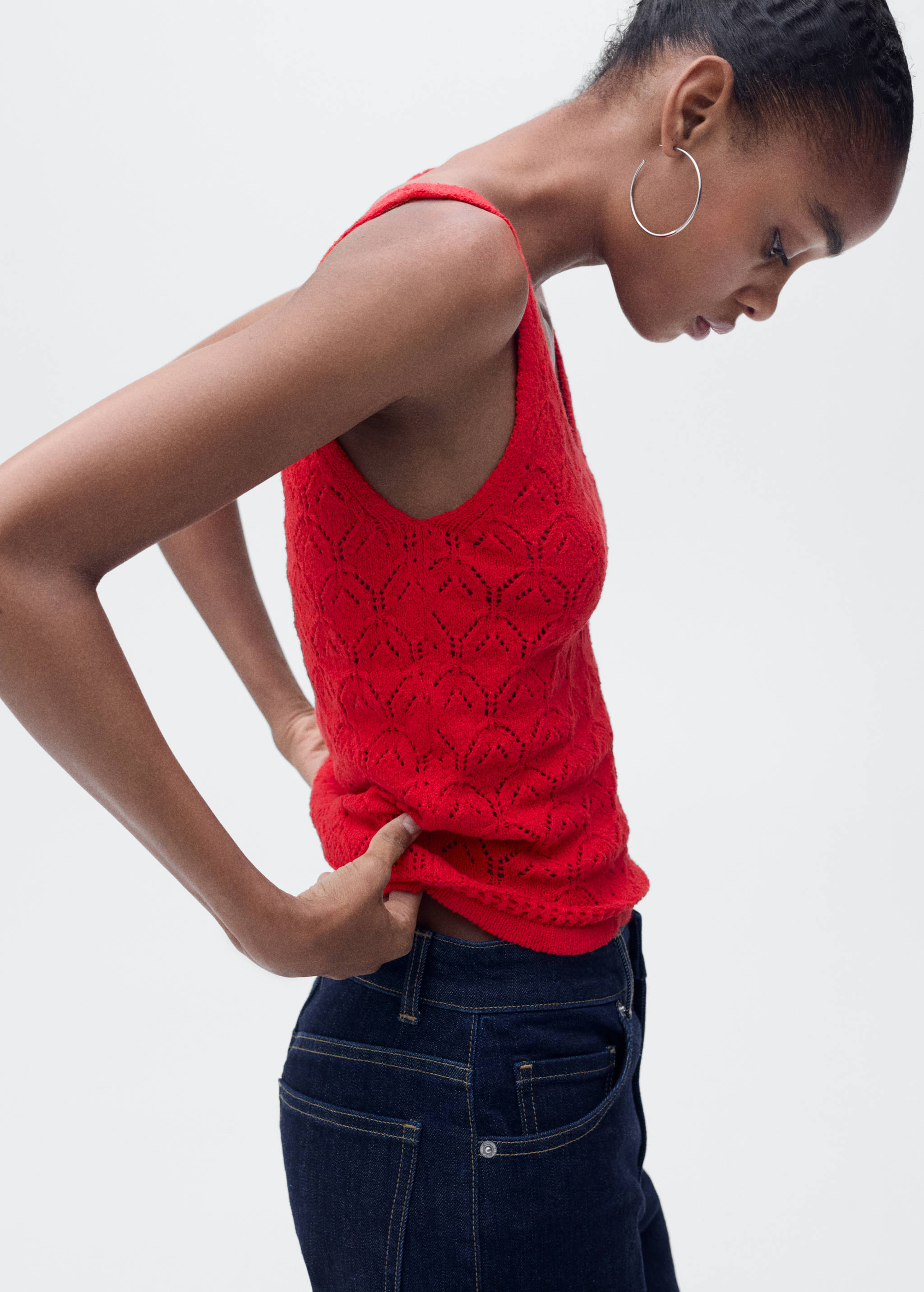 Openwork details knit top - Details of the article 1