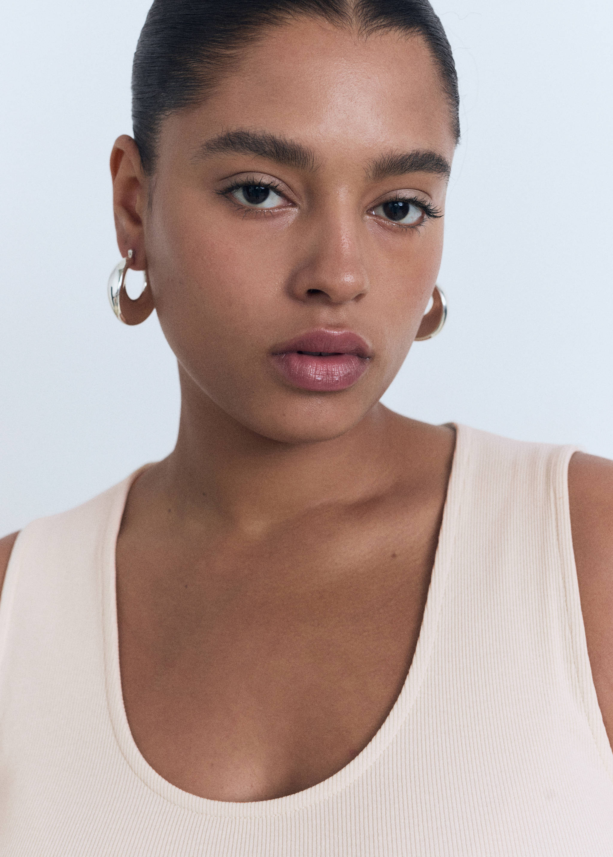 Flared dress in combined fabric - Details of the article 5