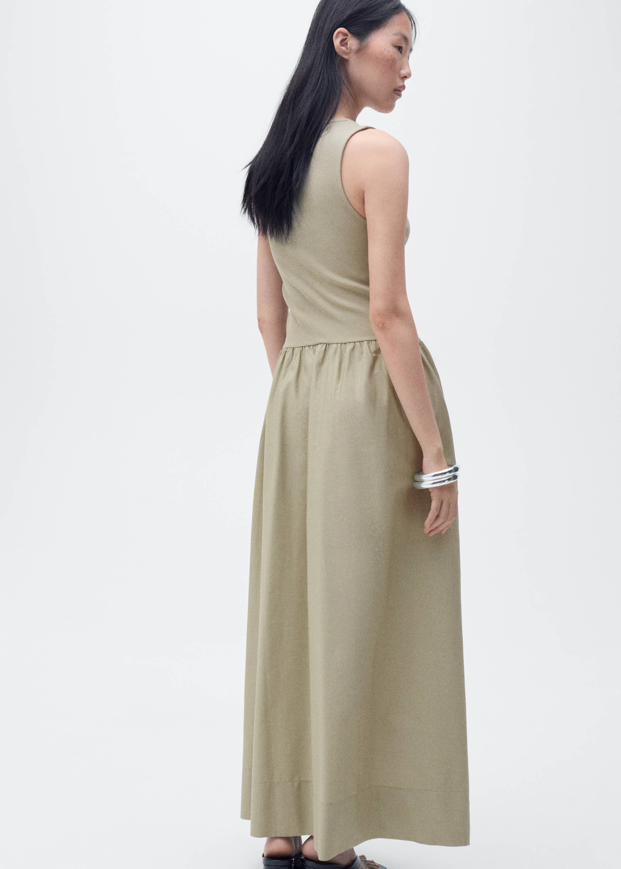 Flared dress in combined fabric - Reverse of the article