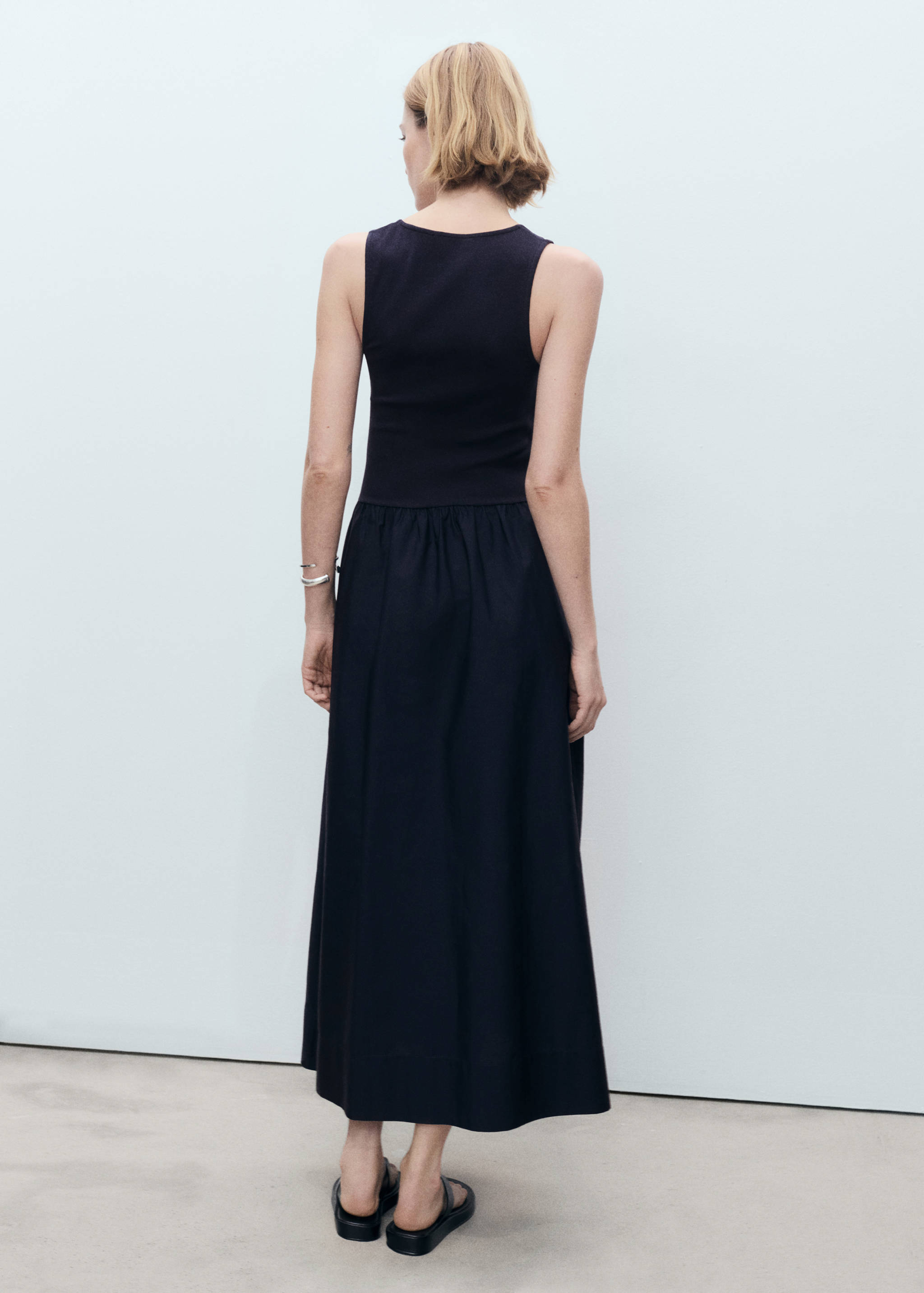 Flared dress in combined fabric - Reverse of the article