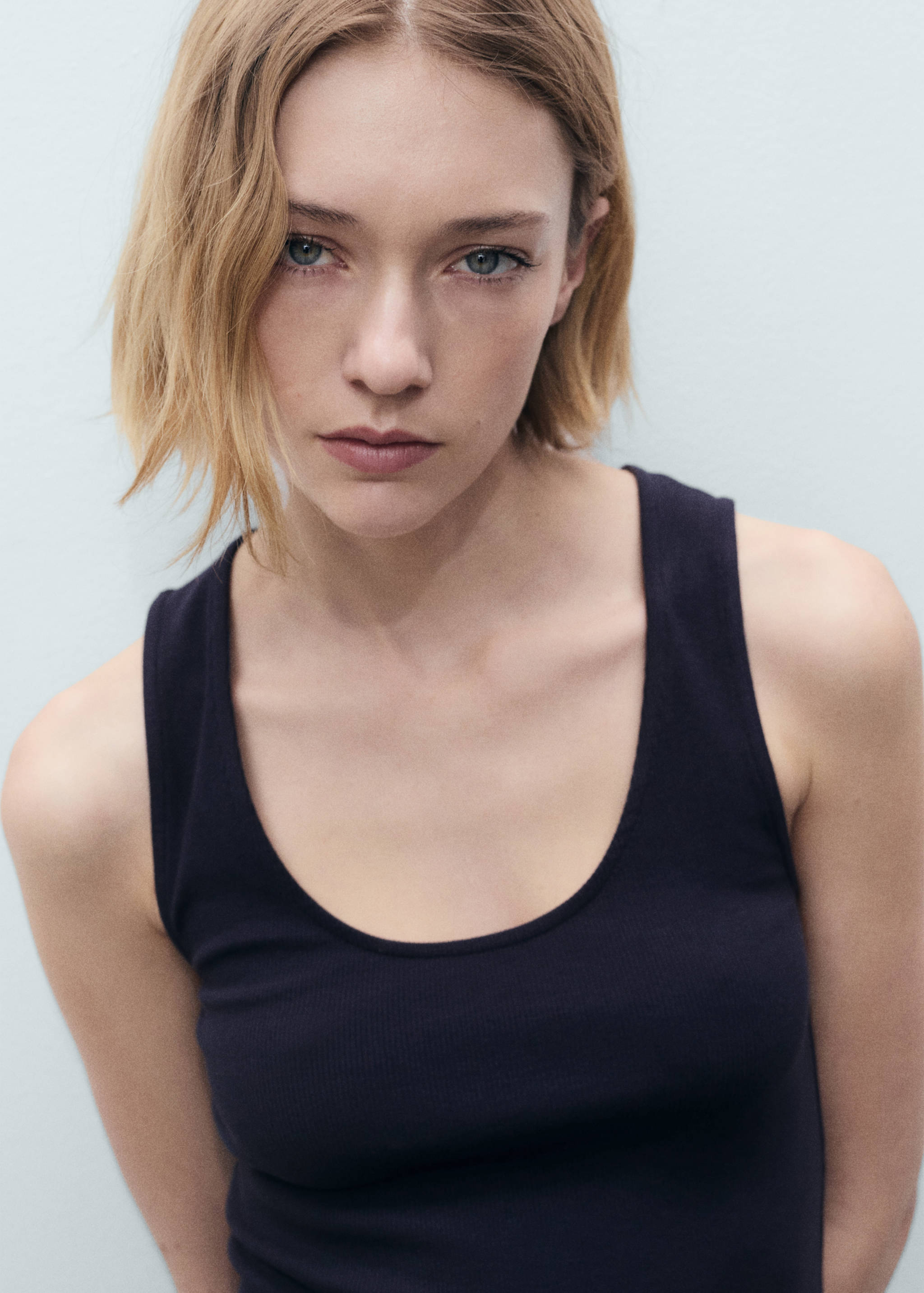 Flared dress in combined fabric - Details of the article 1