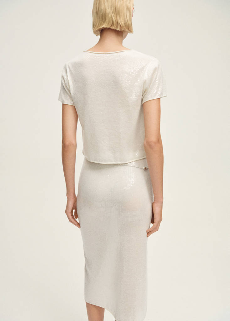 Knitted pencil knit with sequins — Vanilla