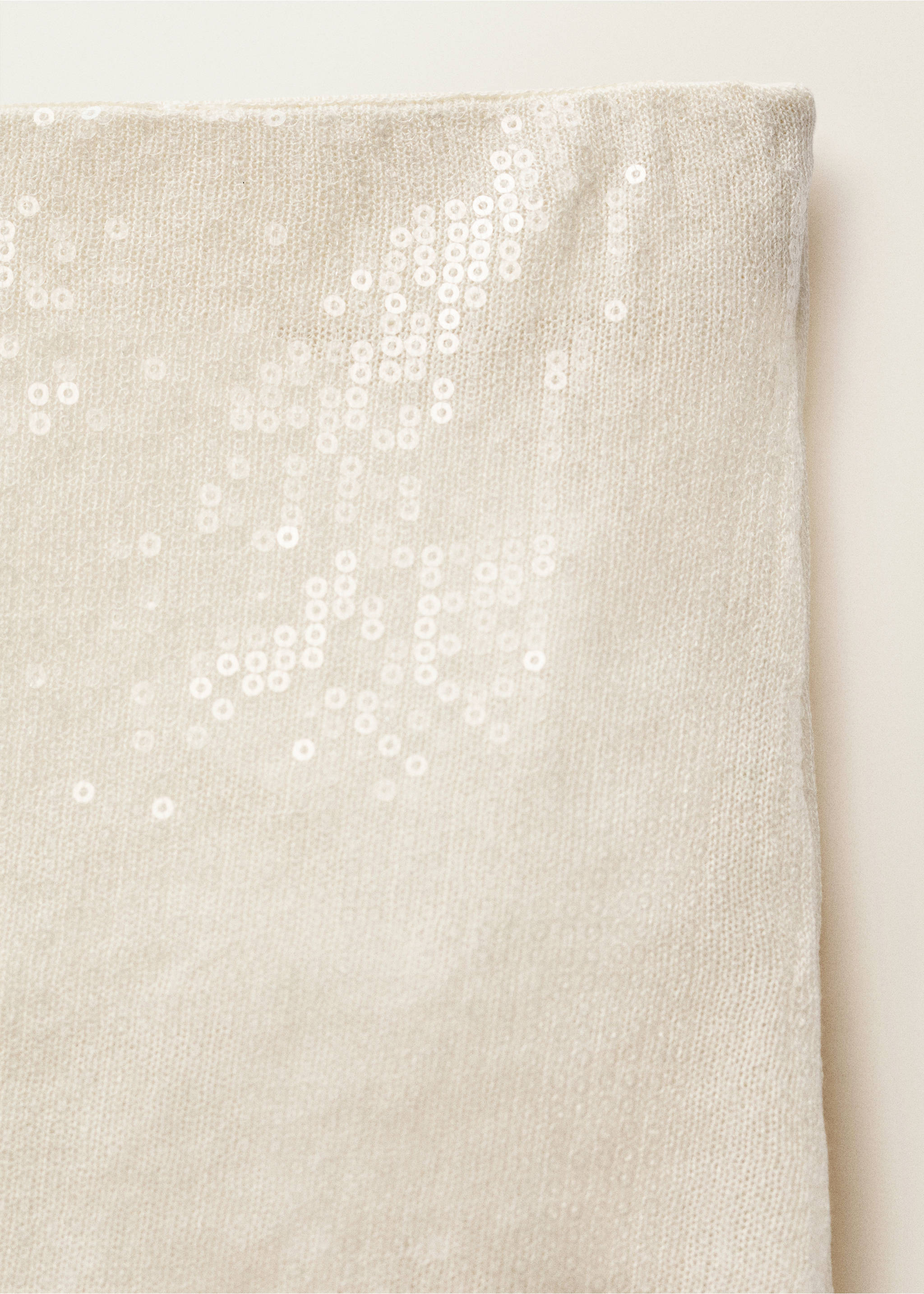 Knitted pencil skirt with sequins - Details of the article 0, Vanilla. Ref: 87057190-00.