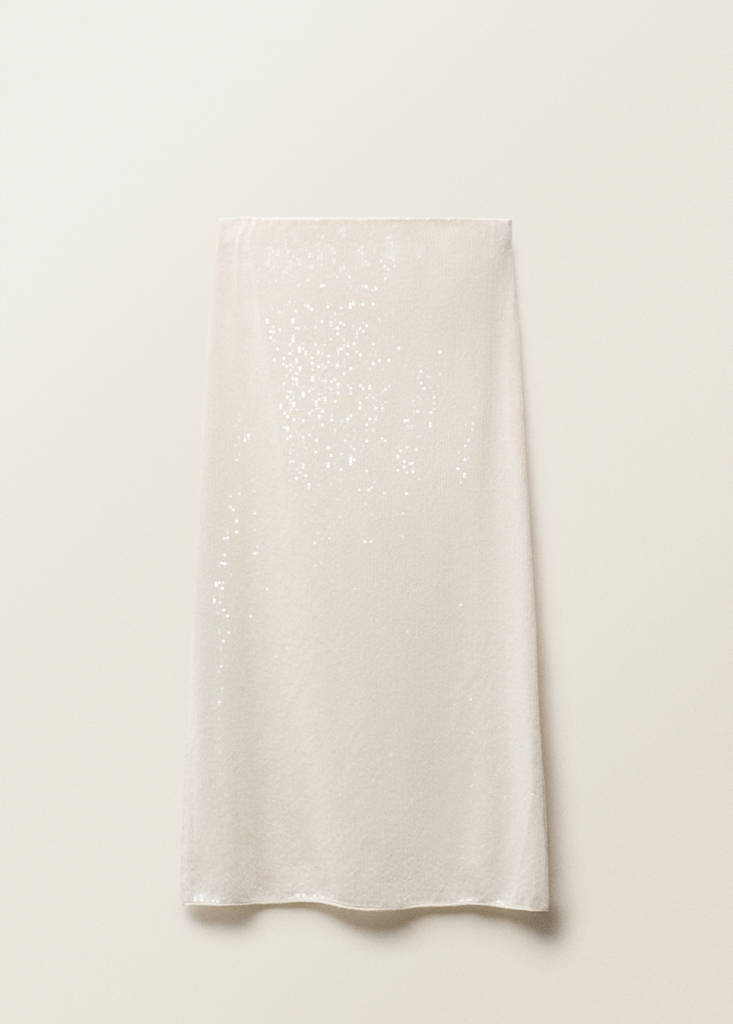 Knitted pencil knit with sequins — Vanilla