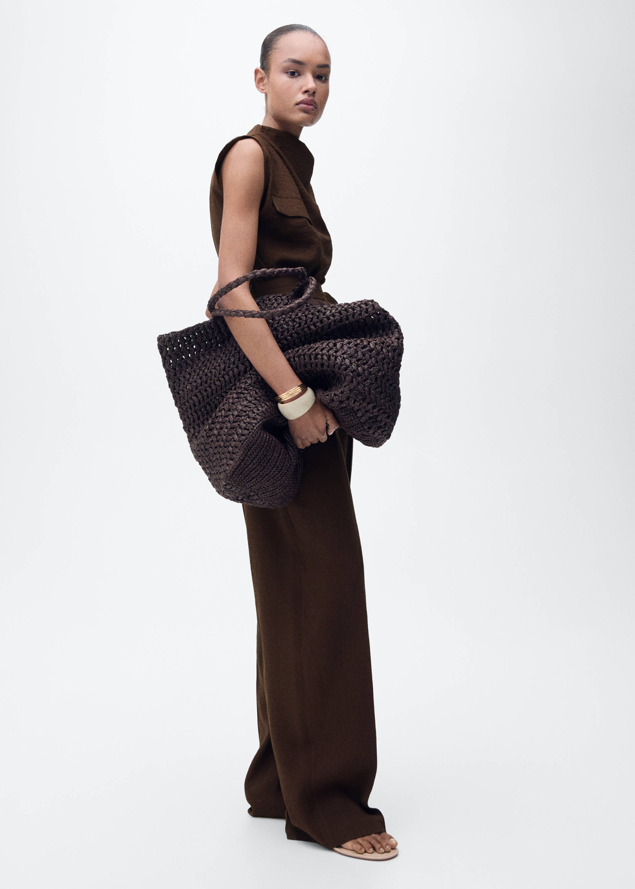 Blouse with draped neck and belt - Details of the article 2