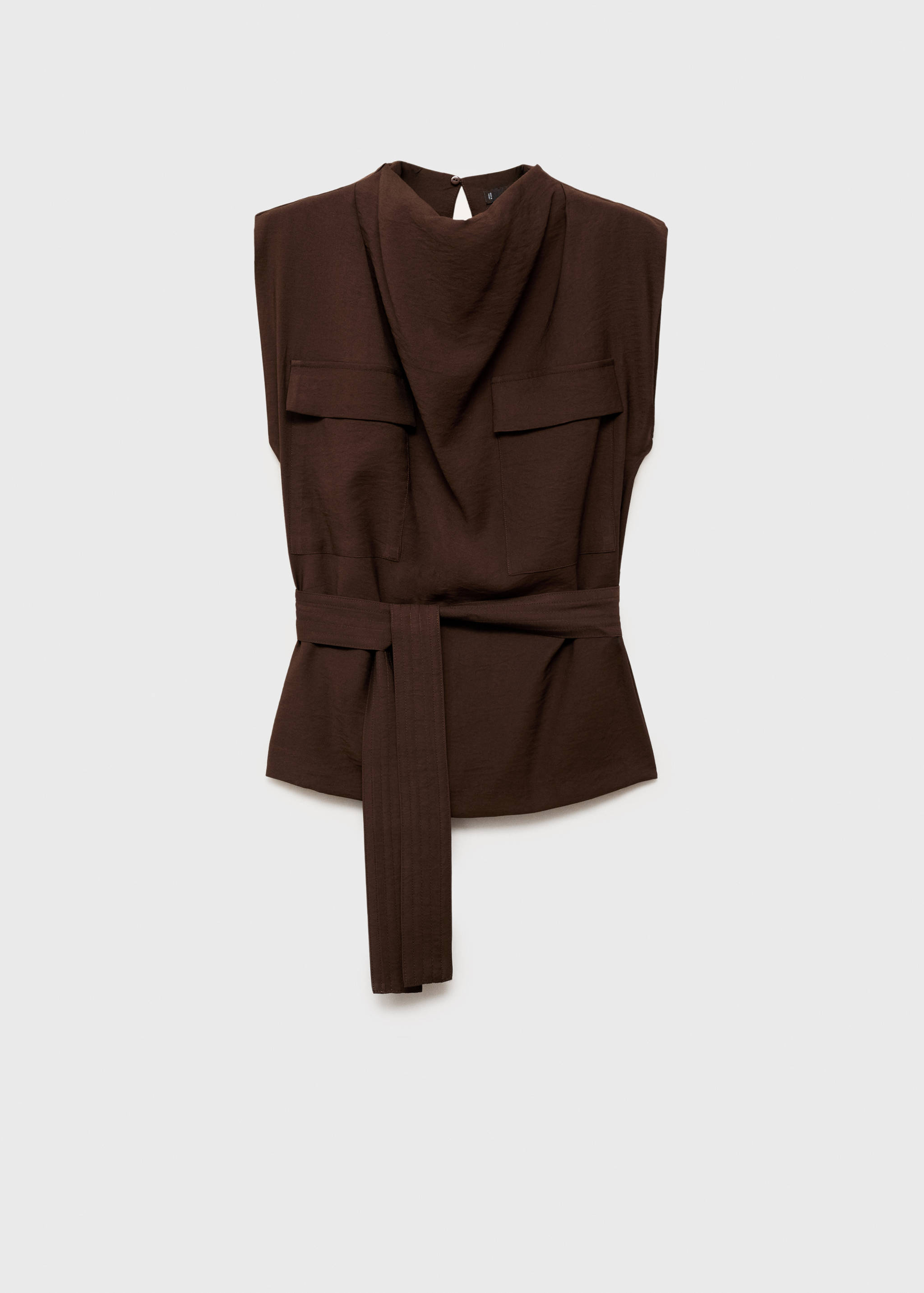 Blouse with draped neck and belt - Article without model