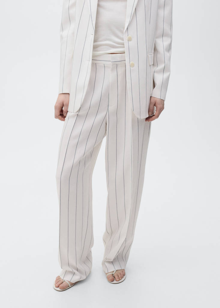 Striped suit trousers — White