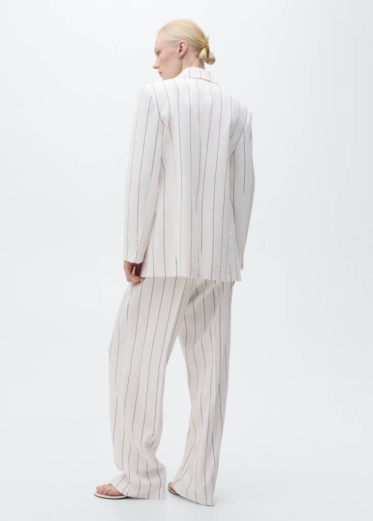 Striped suit trousers — White