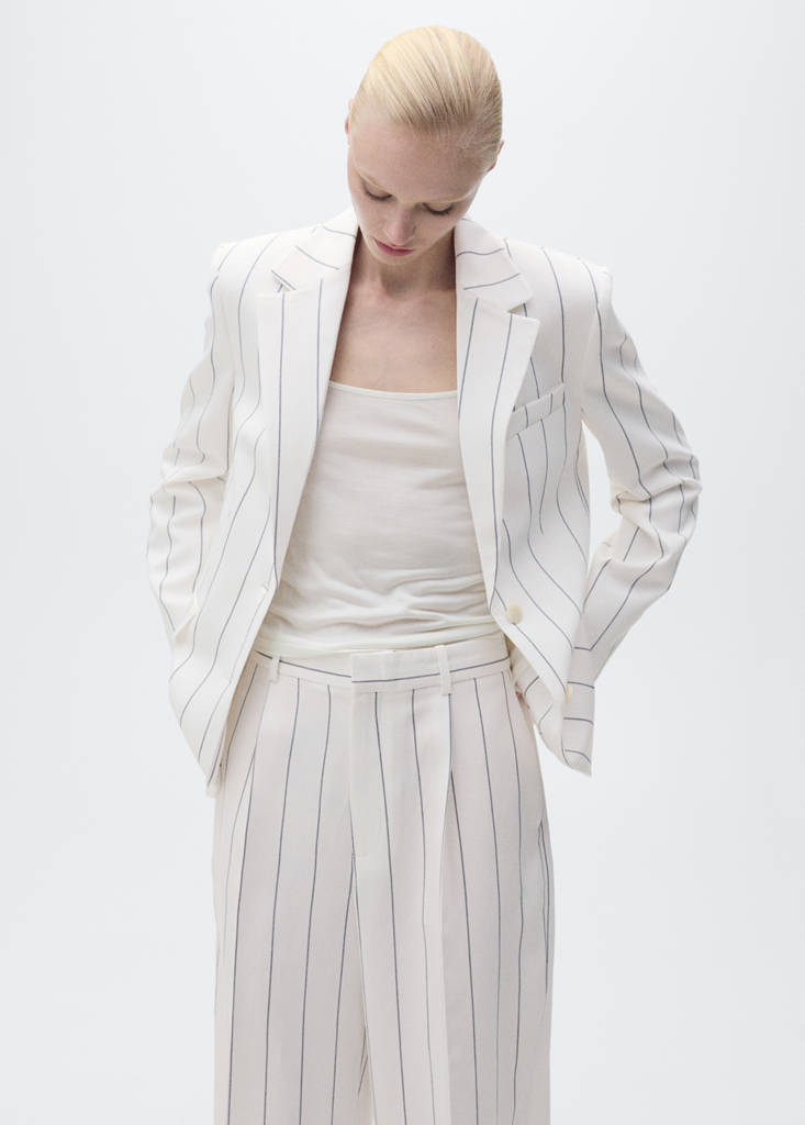 Striped suit trousers — White