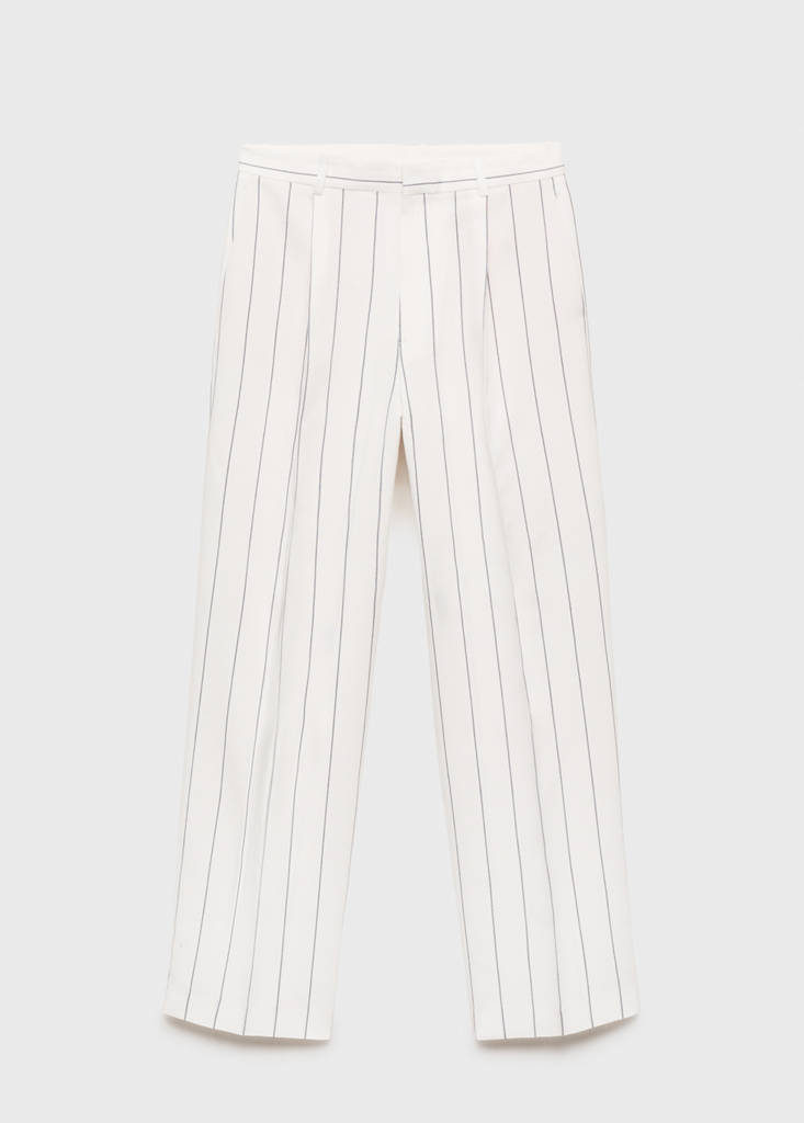 Striped suit trousers — White