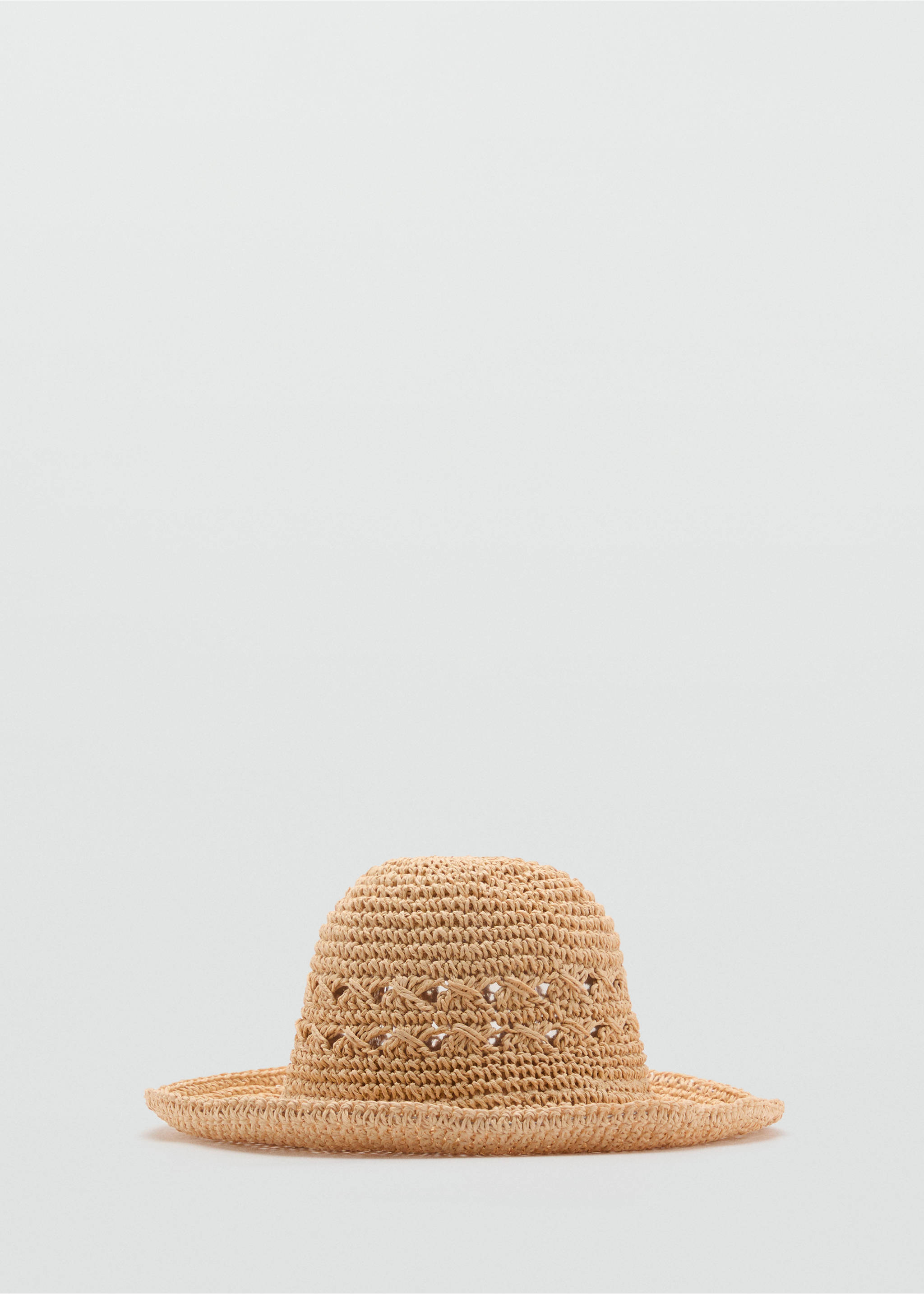 Natural fiber hat with lace details - Article without model, Ecru. Ref: 87057670-00.
