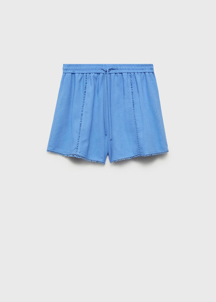 Linen shorts with drawstring — Sky Blue