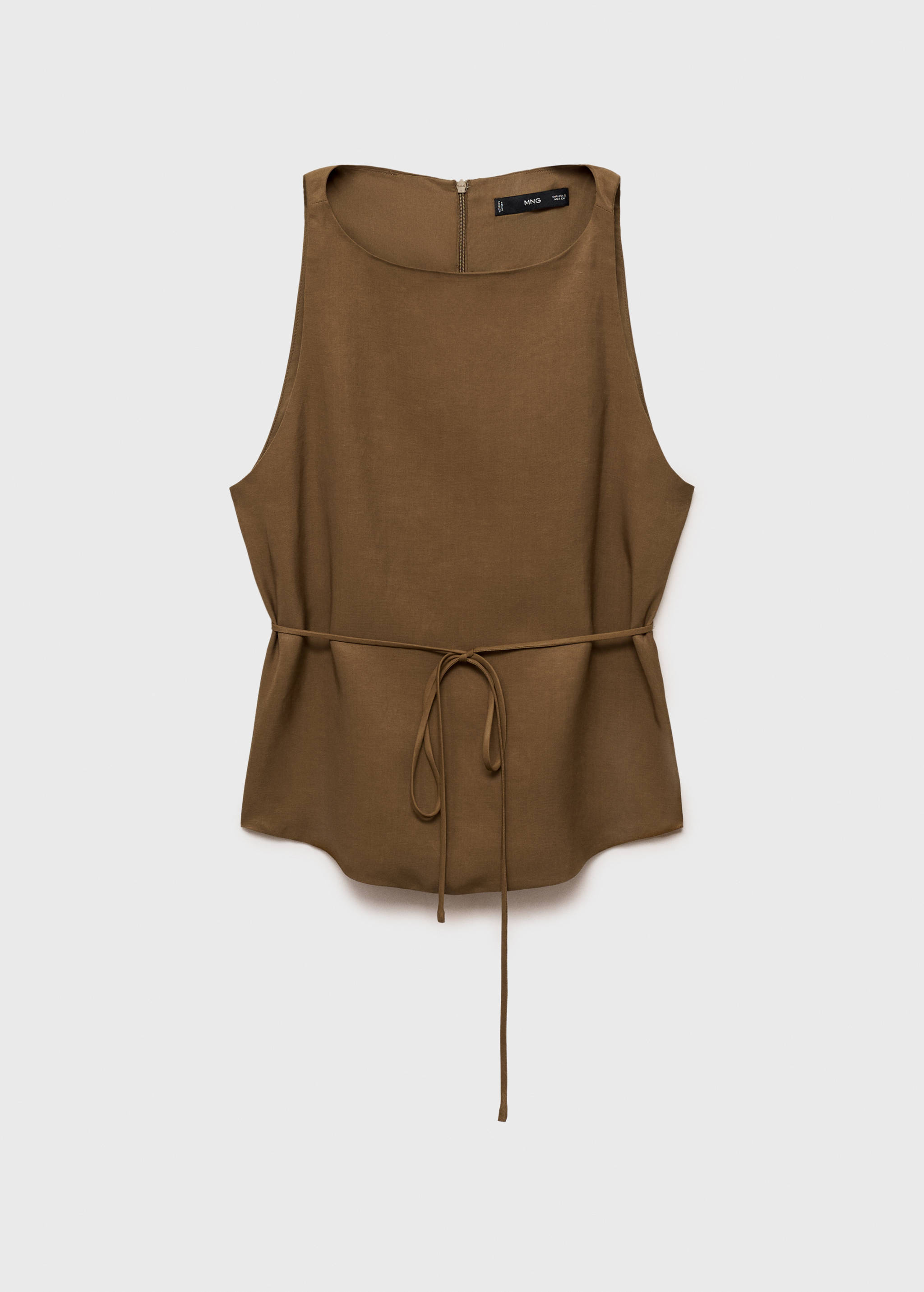 Linen-blend top with bow - Article without model