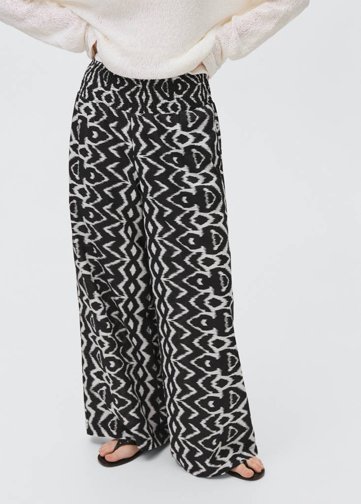 Printed straight trousers — Black