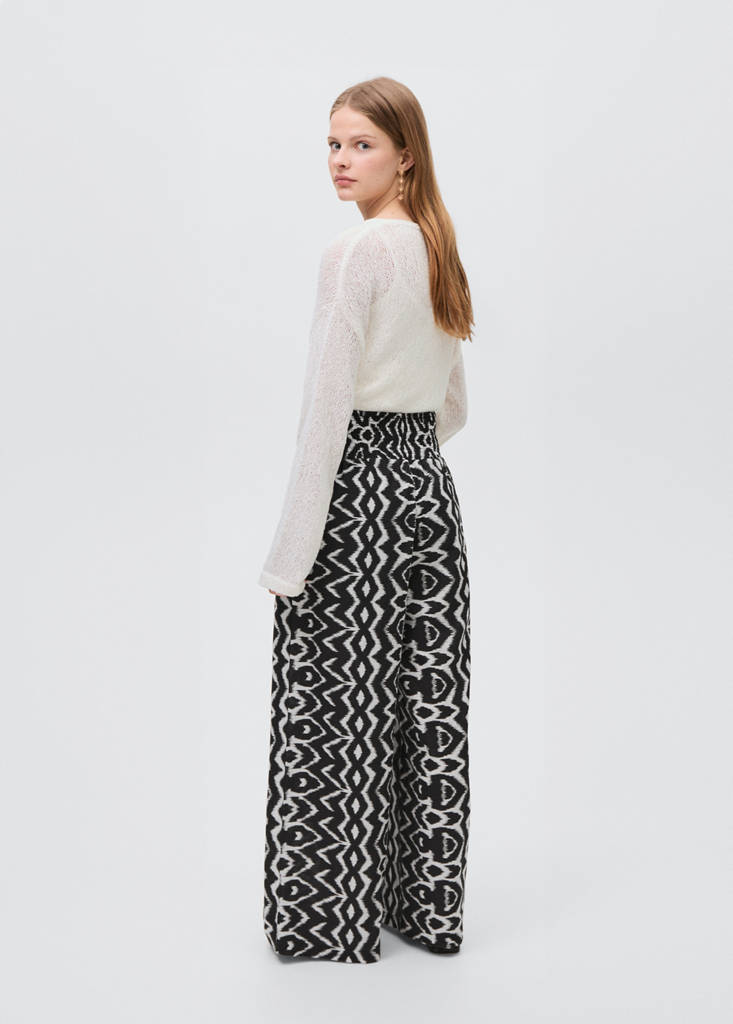 Printed straight trousers — Black