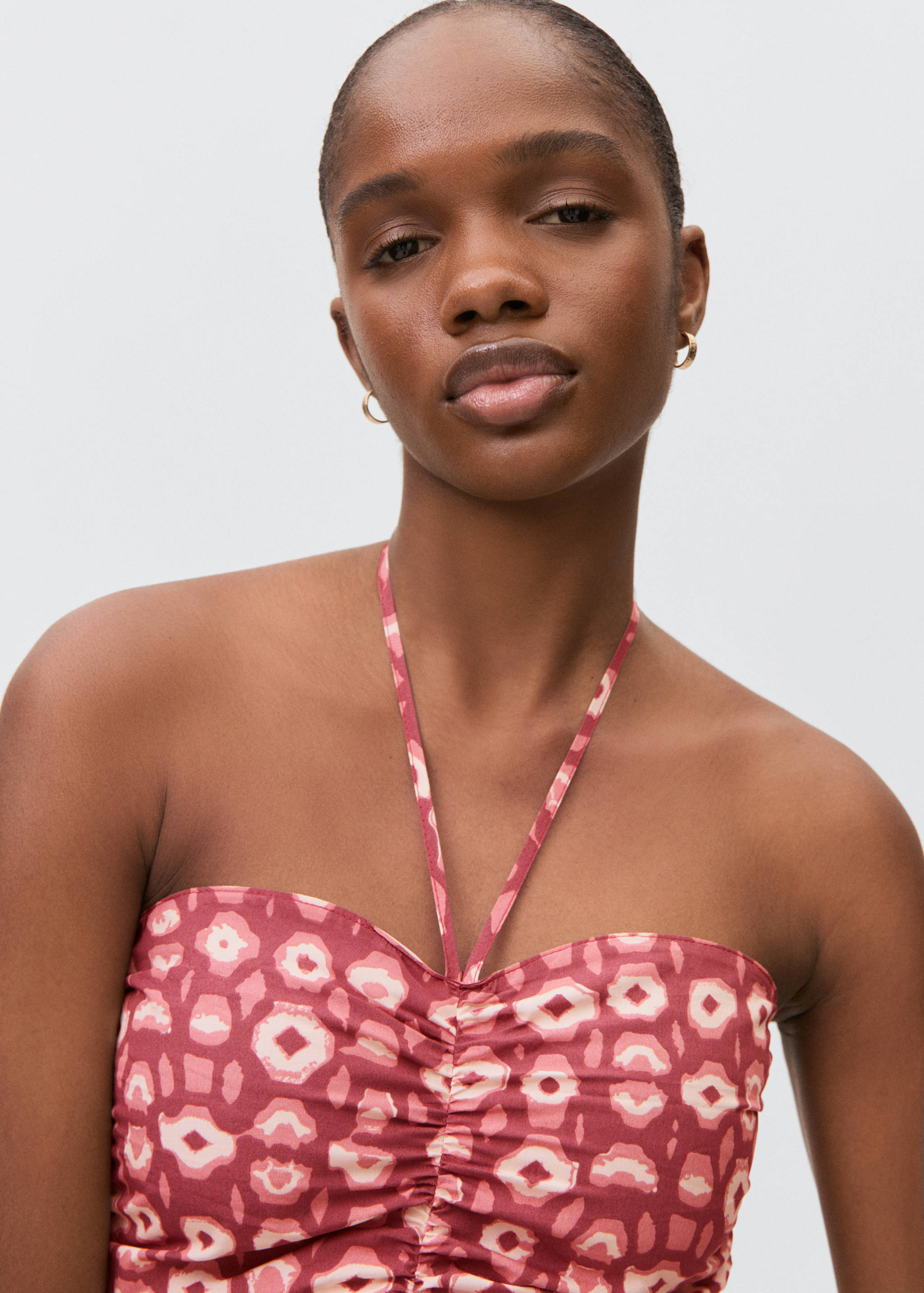 Vestido fruncido estampado - Detalle del artículo 1