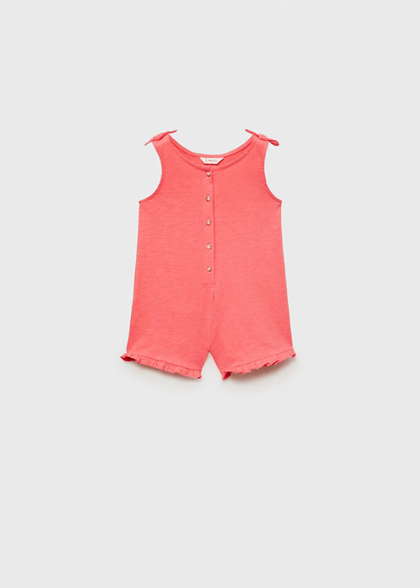 Short jumpsuit with bow detail — Coral Red