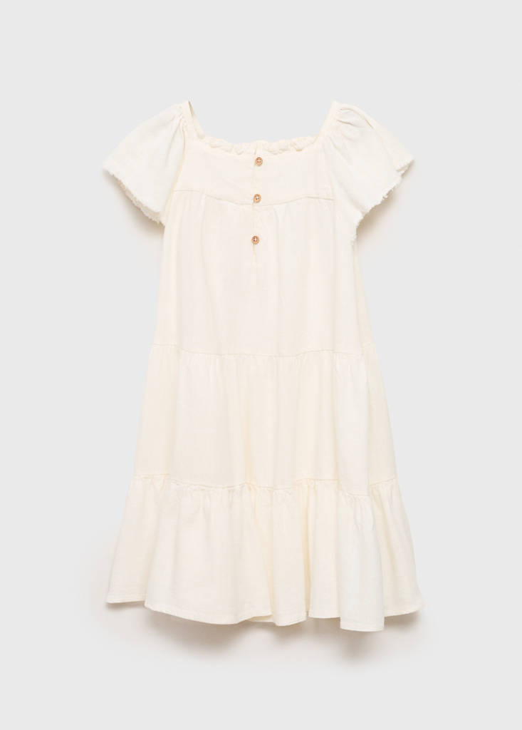 Ruffled linen dress — White