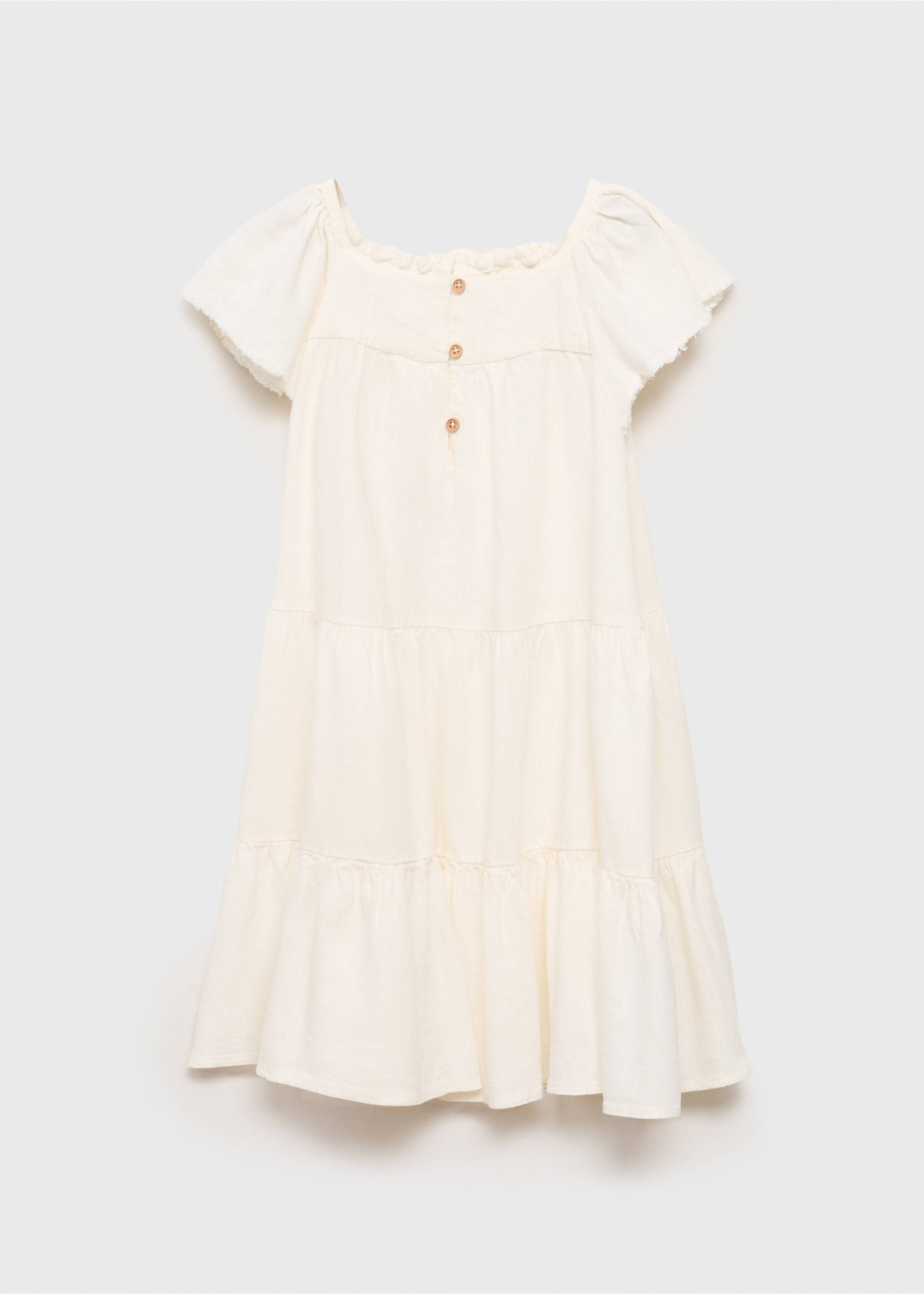 Vestido lino volantes - Reverso del artículo, Blanco. Ref: 87057696-00.