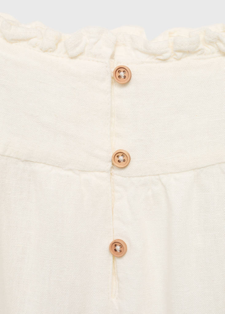 Ruffled linen dress — White