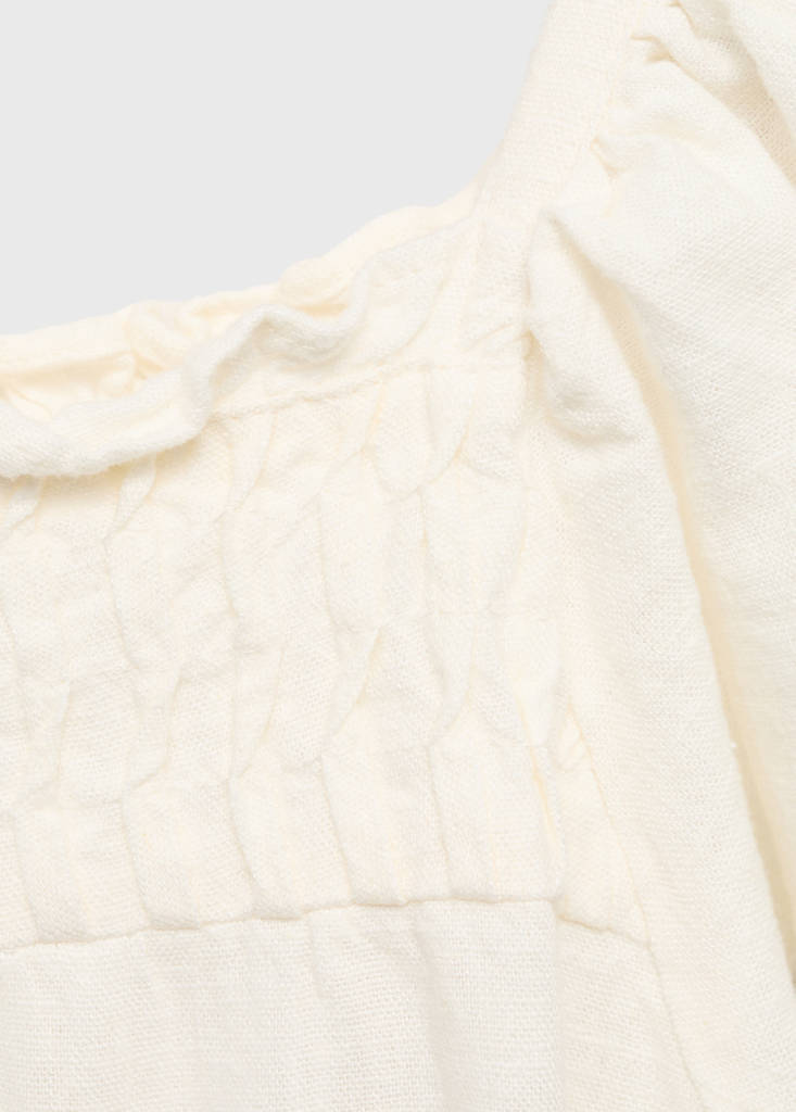 Ruffled linen dress — White