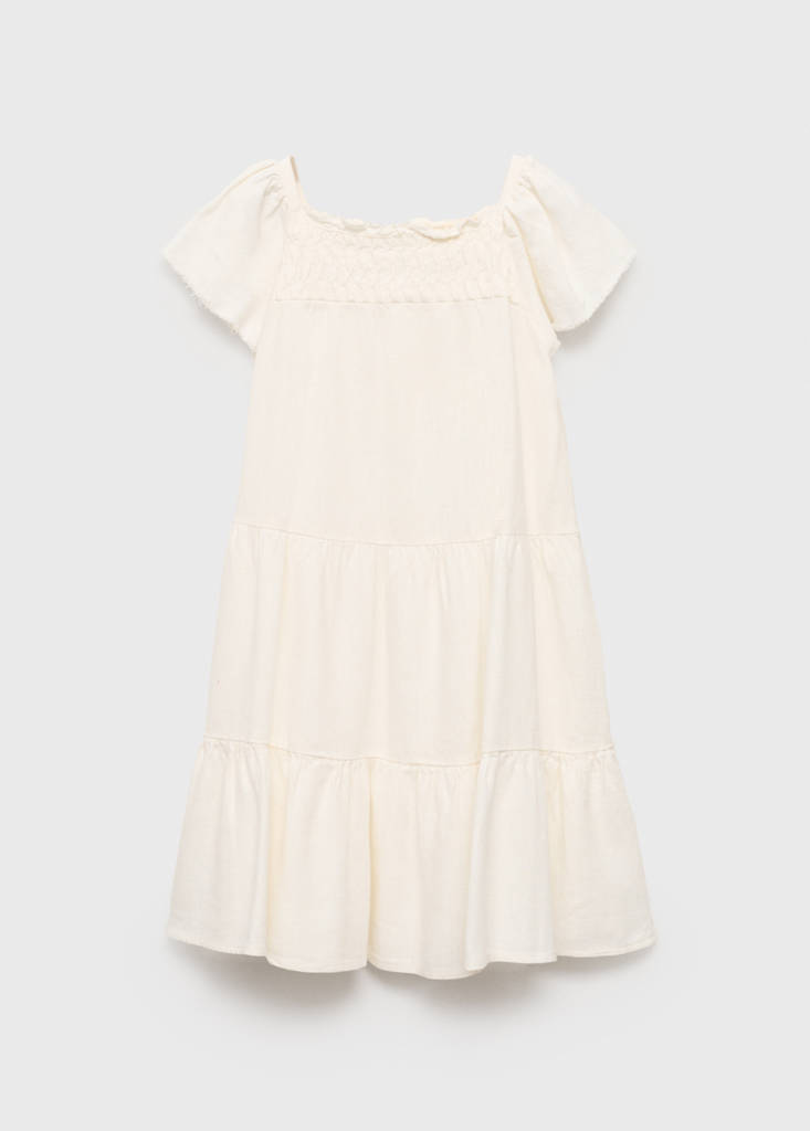 Ruffled linen dress — White