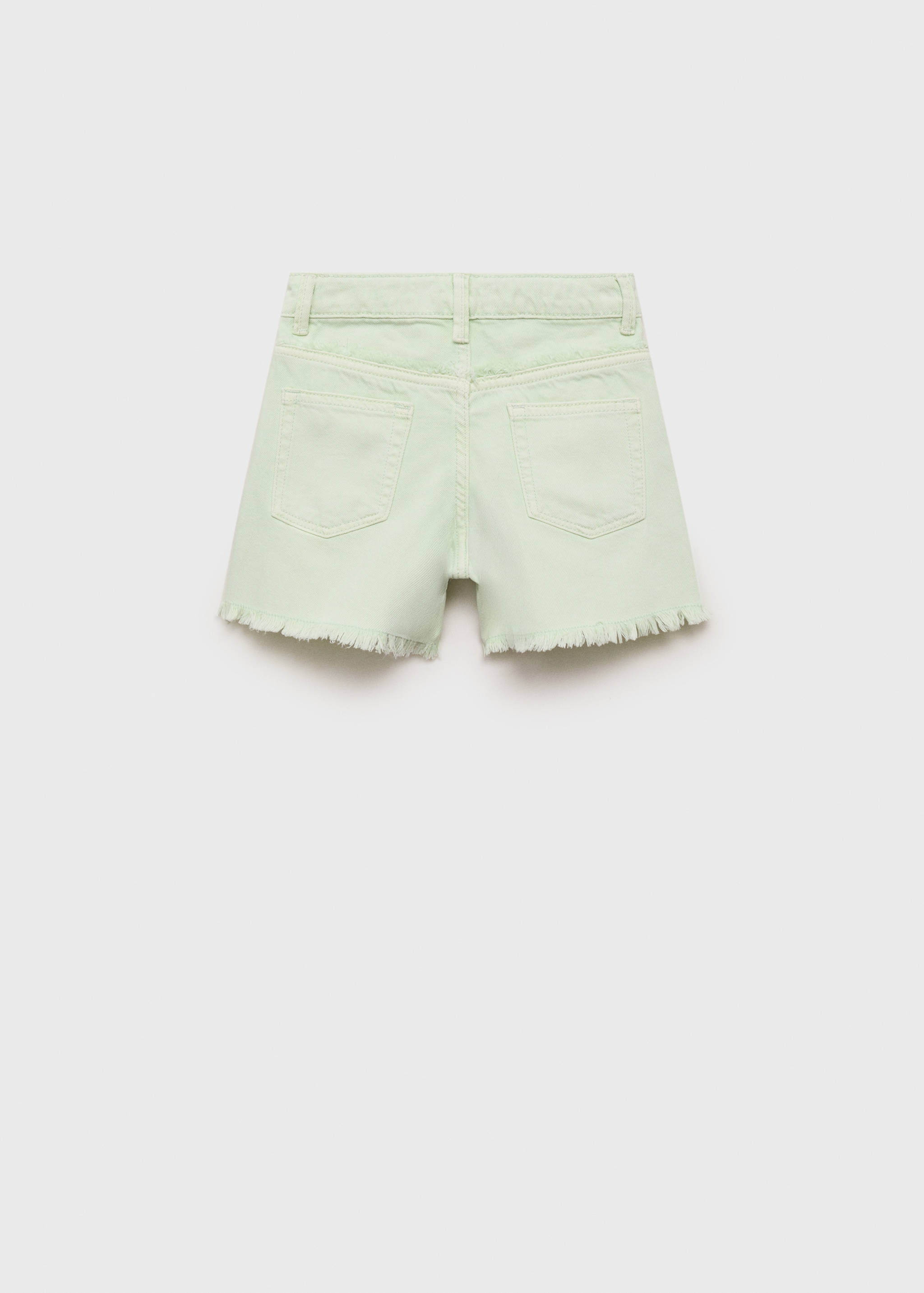 Denim shorts with frayed hem - Reverse of the article