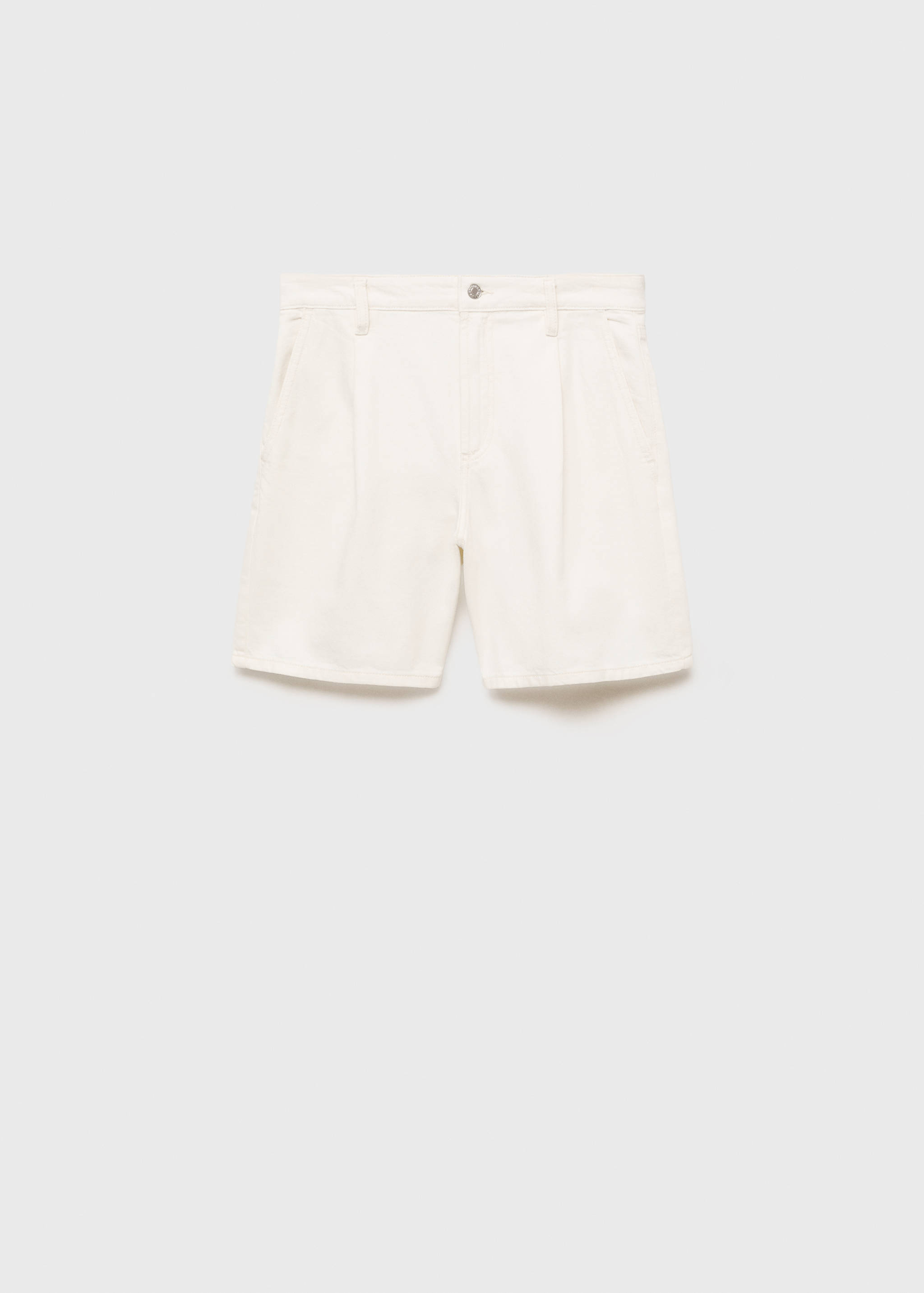 Mid-rise denim bermuda shorts with pleats - Article without model