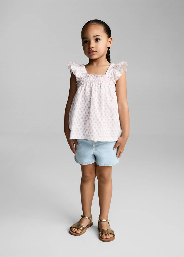 Ruffled embroidered blouse — White