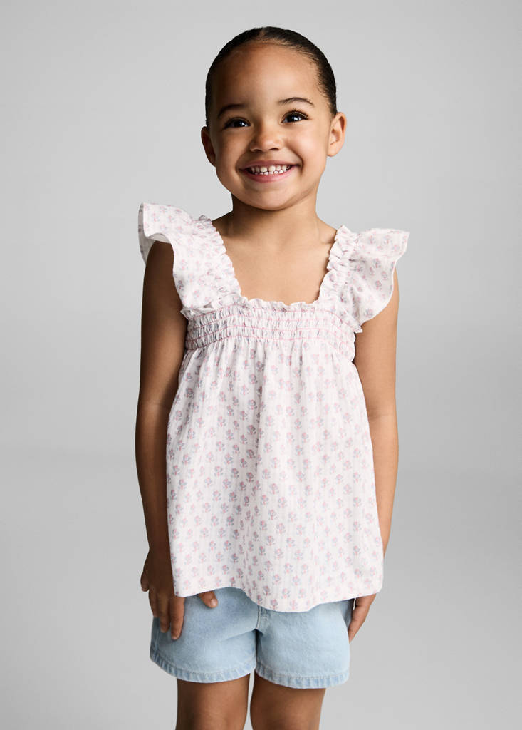 Ruffled embroidered blouse — White