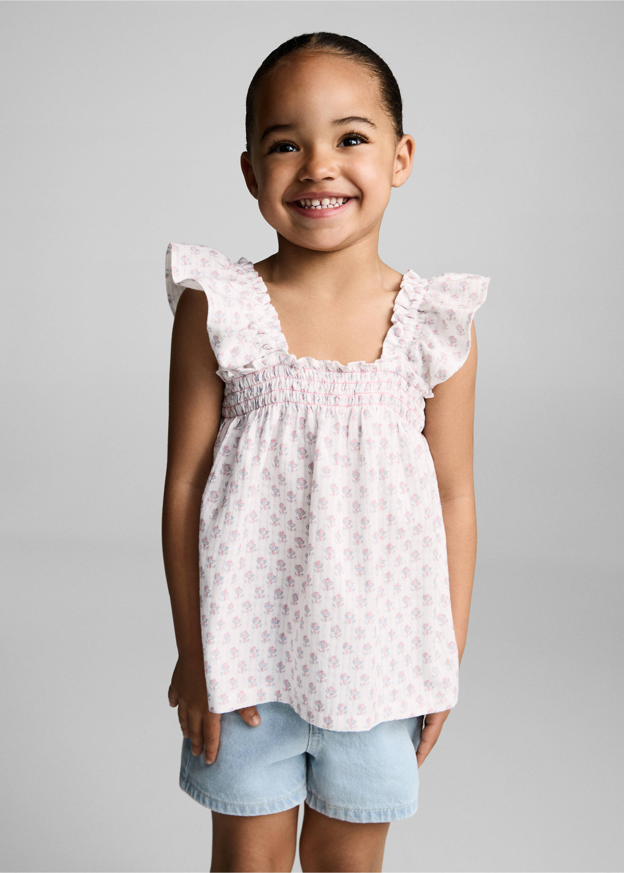 Blusa bordada volantes - Plano medio, Blanco. Ref: 87057709-00.