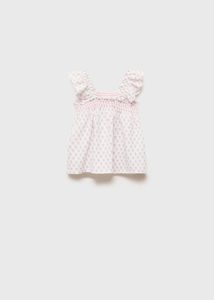 Ruffled embroidered blouse — White