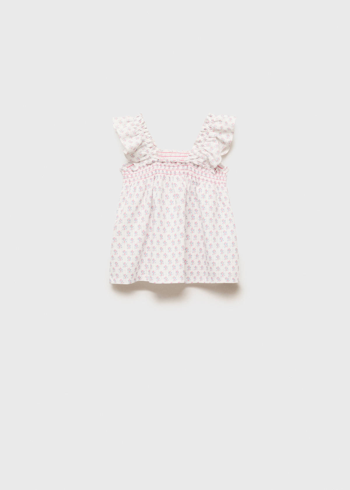 Ruffled embroidered blouse — White