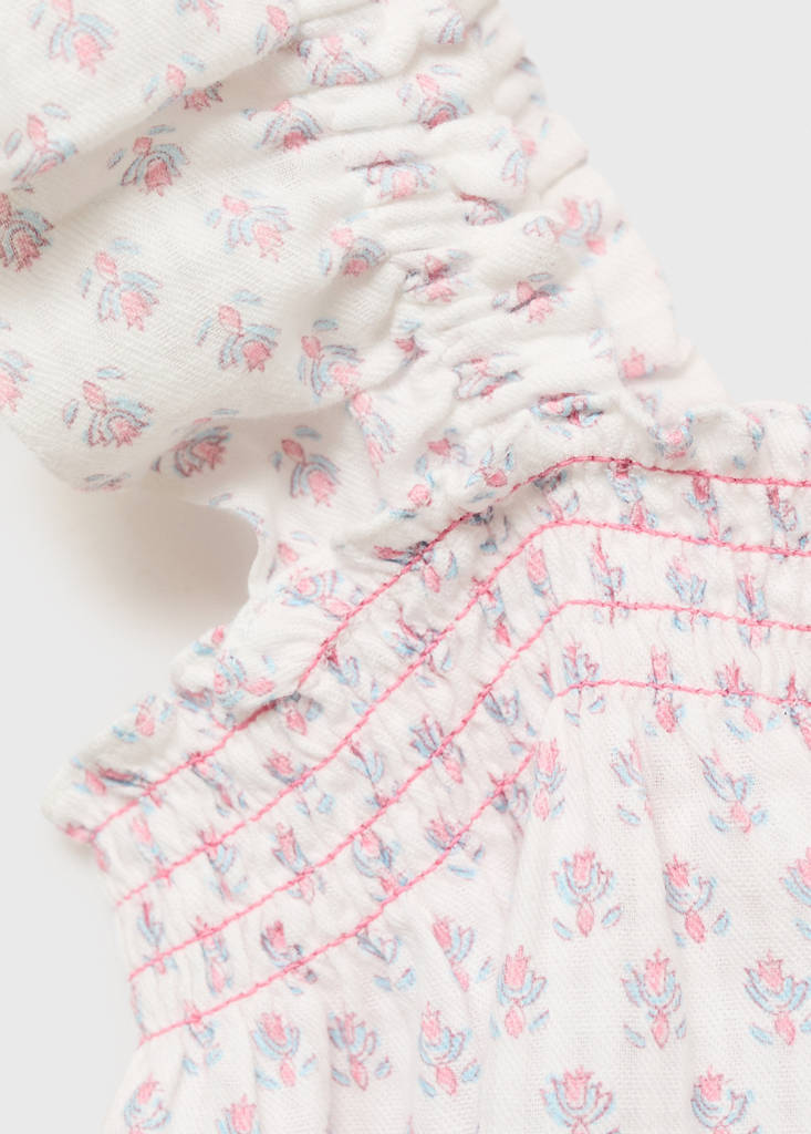 Ruffled embroidered blouse — White