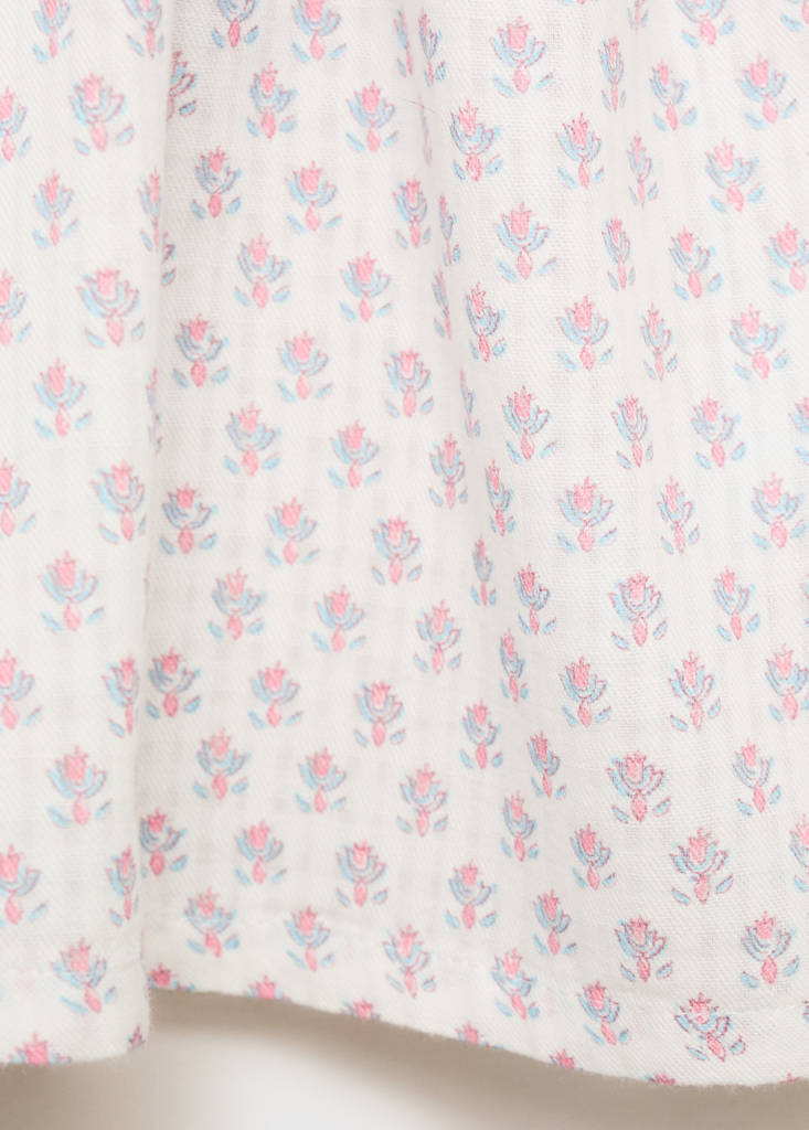 Ruffled embroidered blouse — White