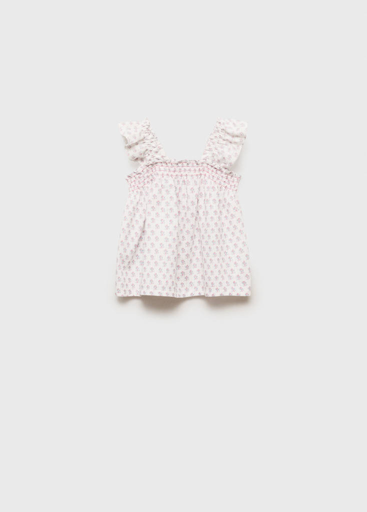 Ruffled embroidered blouse — White