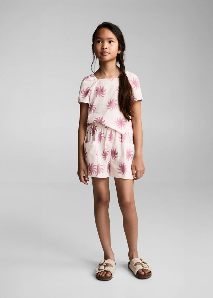 Printed cotton shorts — Pink