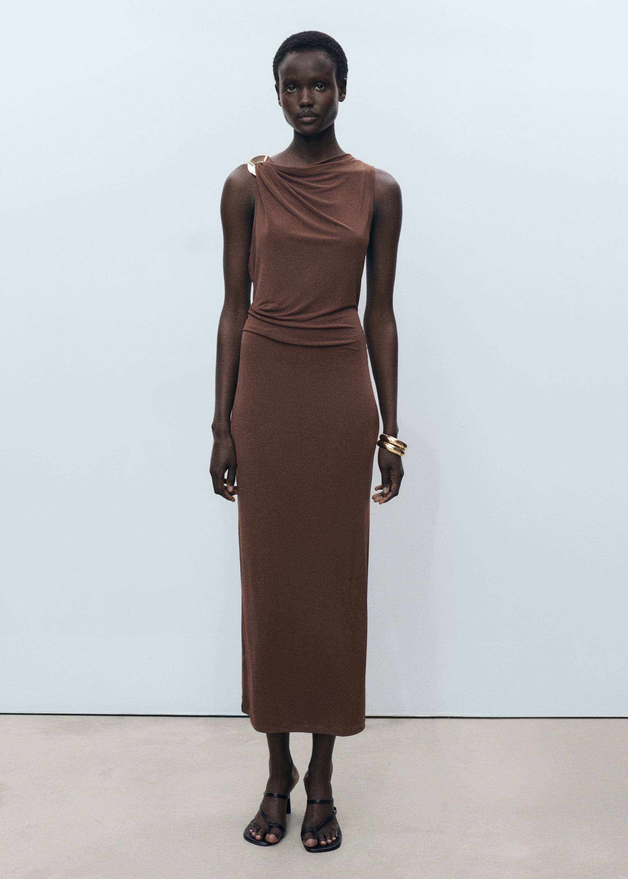 Draped dress with metallic detail - General plane