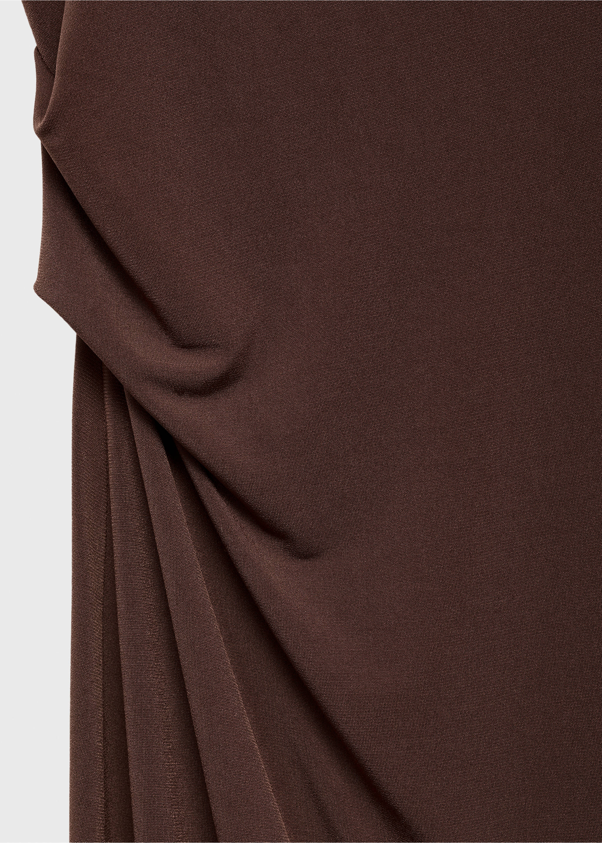 Draped dress with metallic detail - Details of the article 0, Chocolate. Ref: 87057716-00.