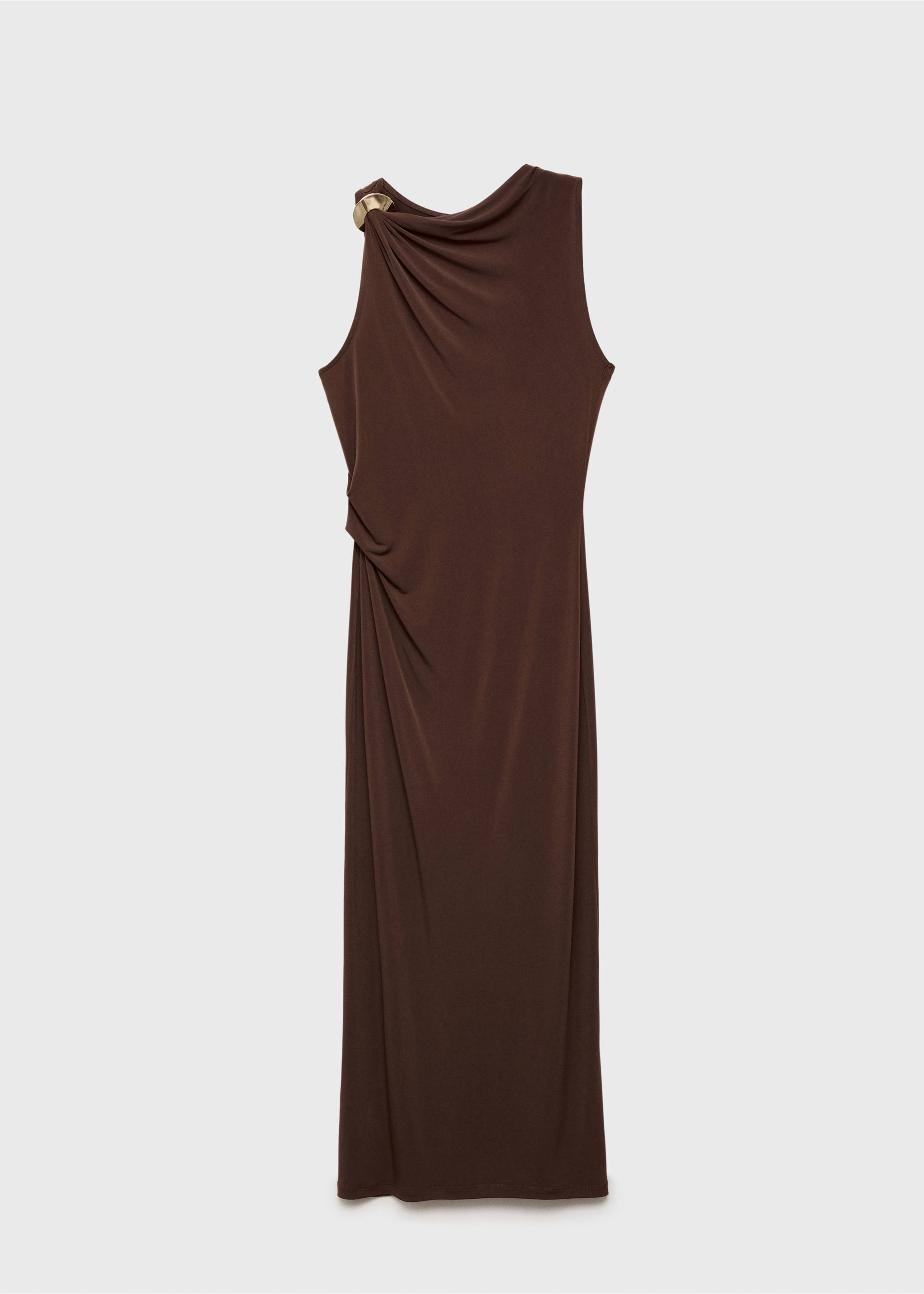 Draped dress with metallic detail - Article without model, Chocolate. Ref: 87057716-00.