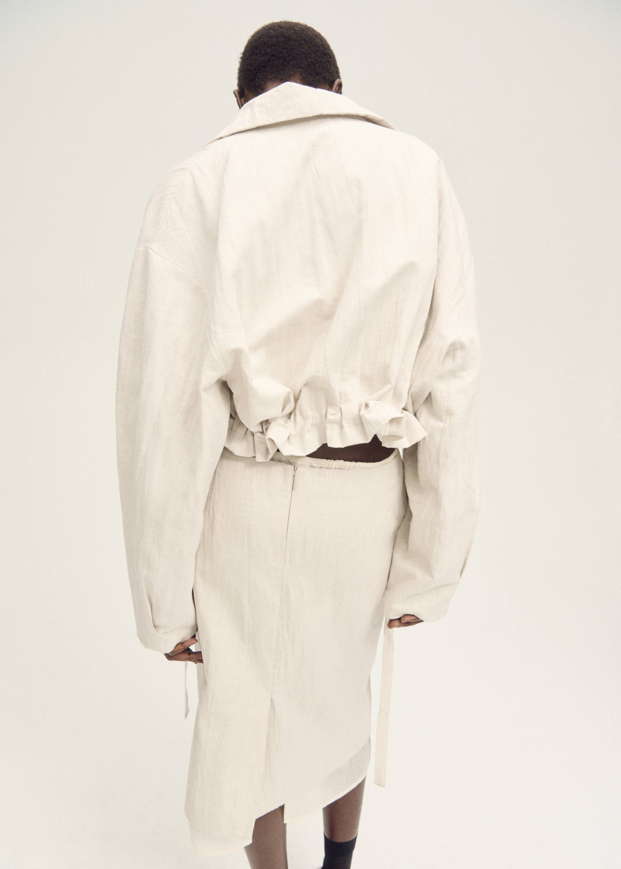 Linen-blend cropped jacket - Reverse of the article