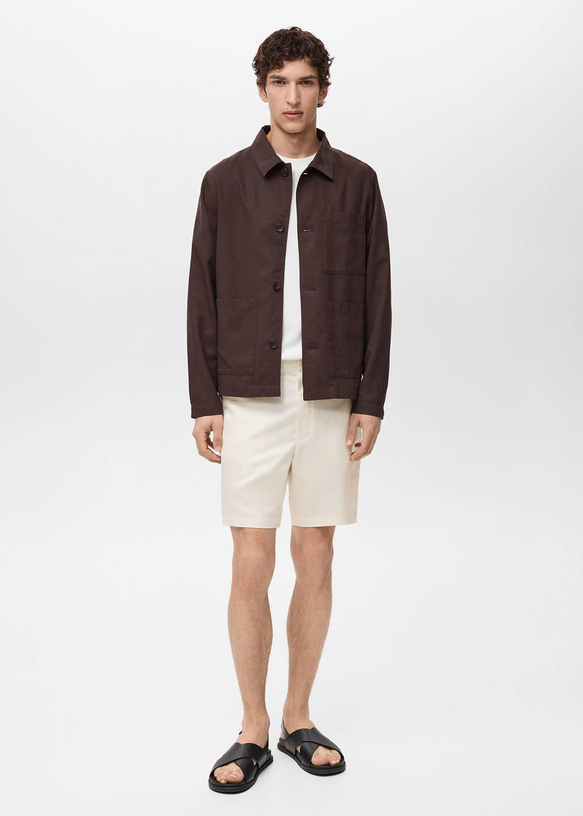 Straight fluid bermuda shorts — Ecru