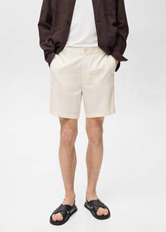 Straight fluid bermuda shorts — Ecru 1