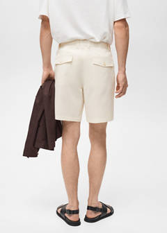 Straight fluid bermuda shorts — Ecru 3