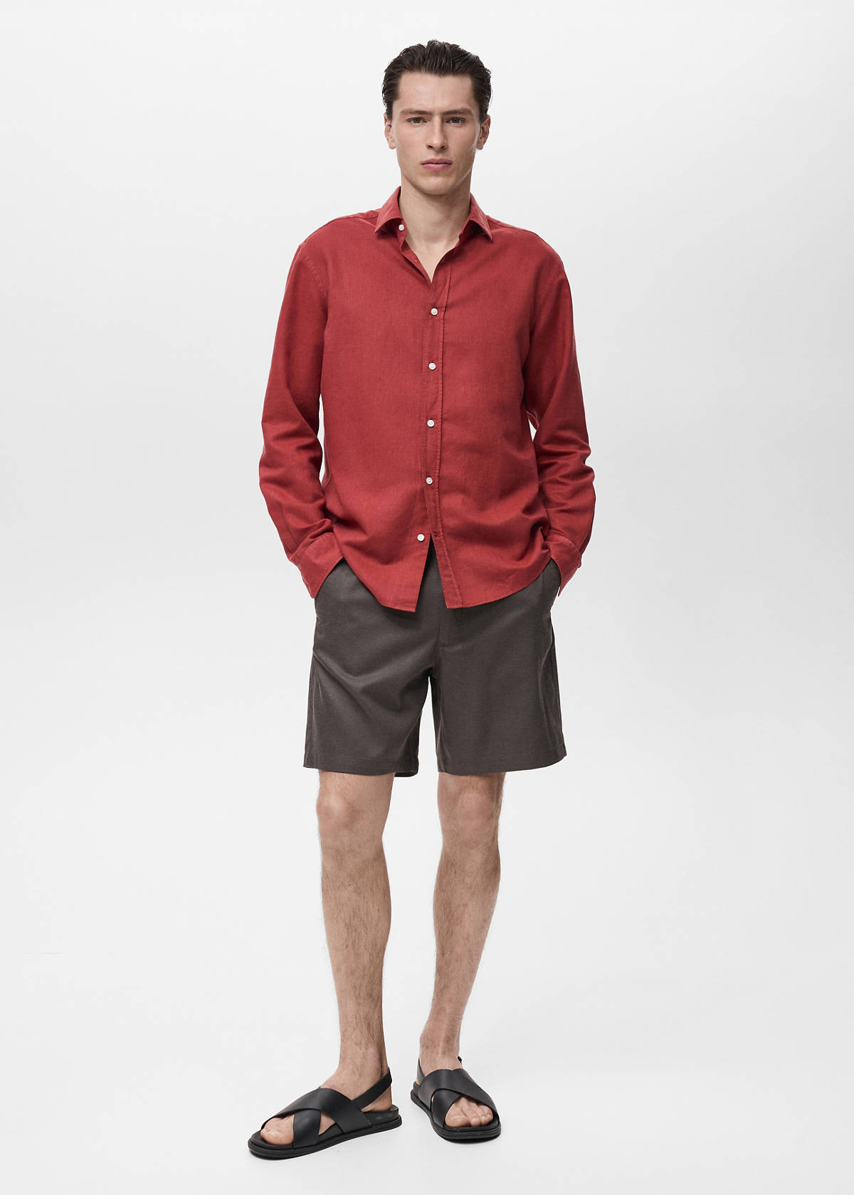 Straight fluid bermuda shorts — Chocolate