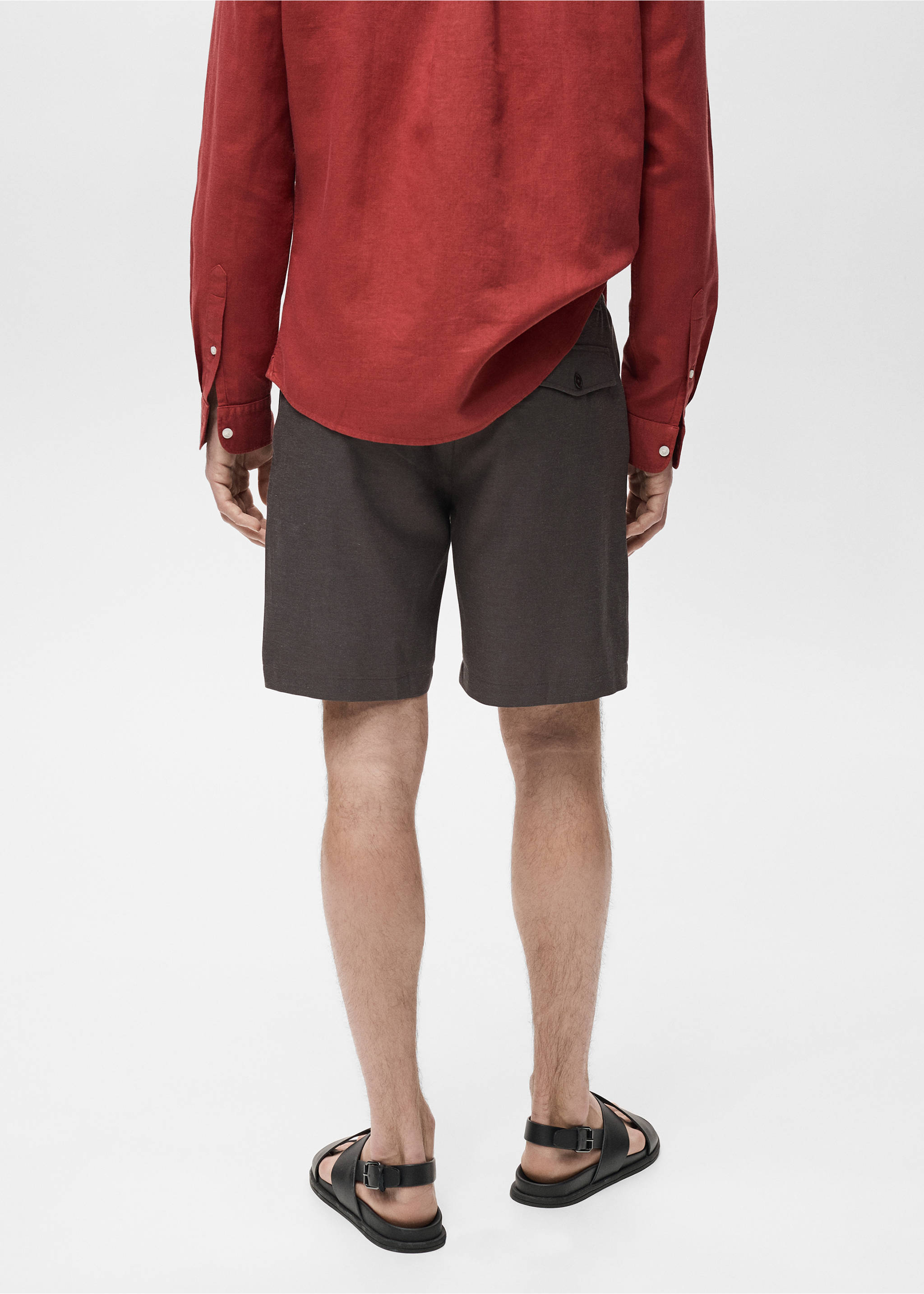Straight fluid bermuda shorts - Reverse of the article, Chocolate. Ref: 87057887-00.