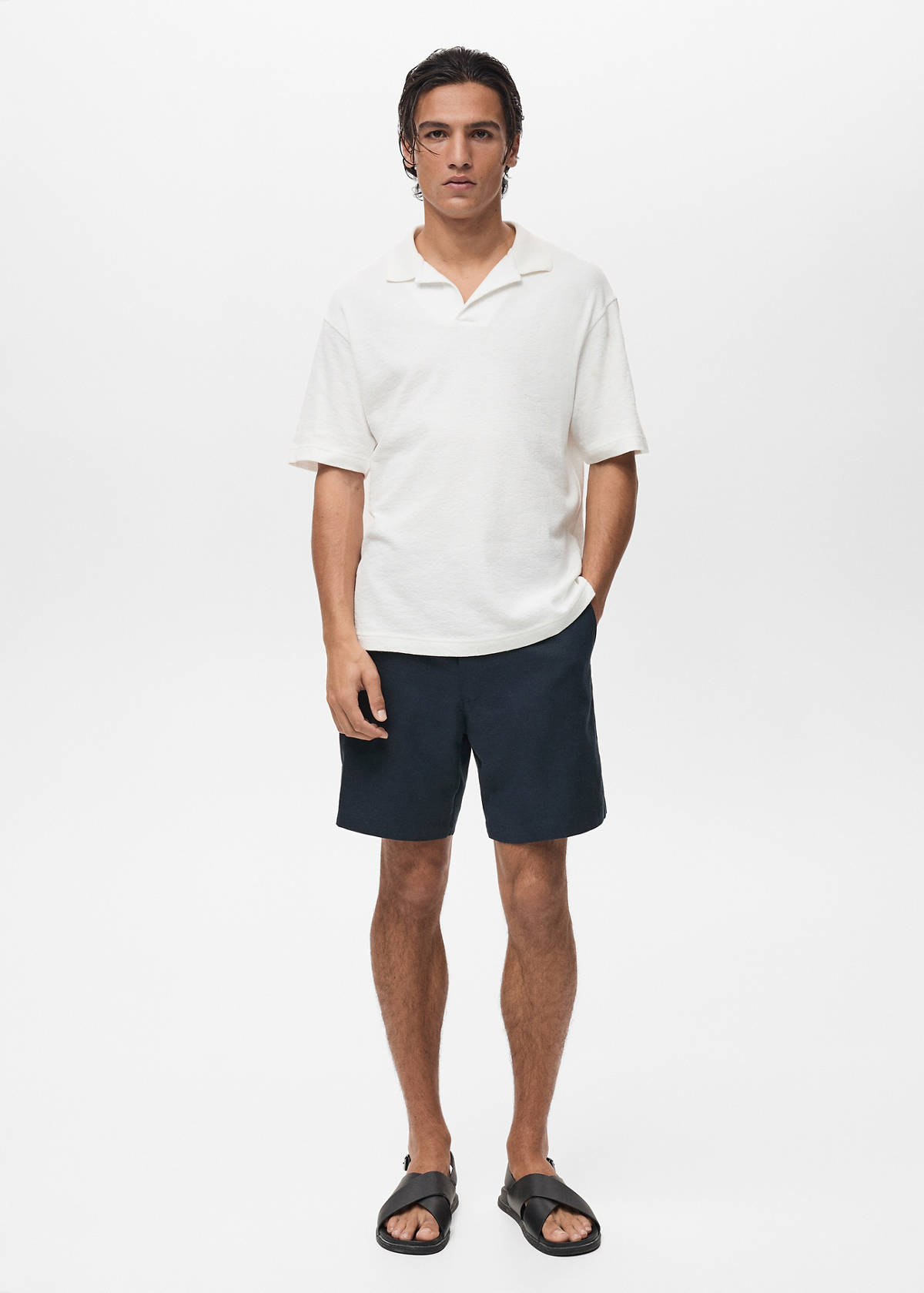 Straight fluid bermuda shorts — Dark Navy