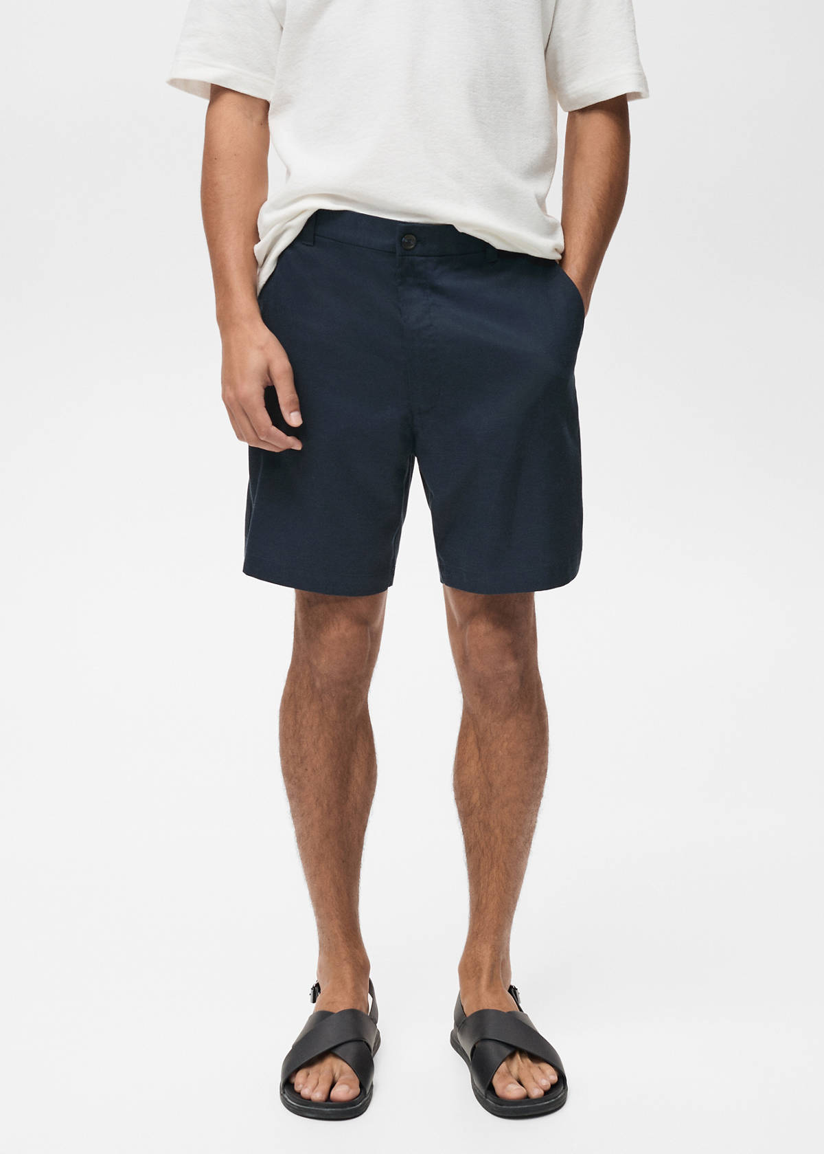 Straight fluid bermuda shorts — Dark Navy