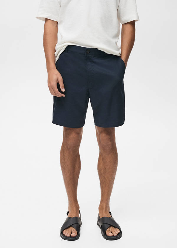 Straight fluid bermuda shorts — Dark Navy